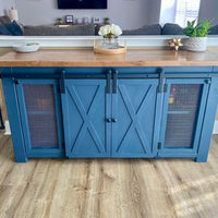 Rustic Farmhouse Buffet With Barn And Hinged Doors