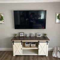 Rustic Farmhouse TV Stand With Barn Doors