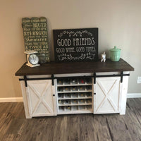 Rustic Farmhouse Breakfront With Wine Storage