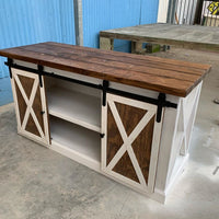 Rustic Contemporary TV Stand With Barn Doors