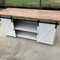 Rustic Farmhouse TV Stand With Barn Doors