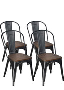 Rustic Farmhouse Metal Dining Chairs 4-Pack