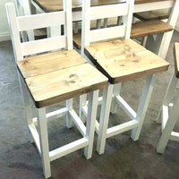 Rustic Farmhouse Stools With Back
